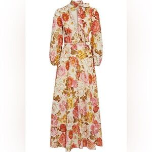 Zimmermann Bonita long-sleeve pink floral linen maxi dress